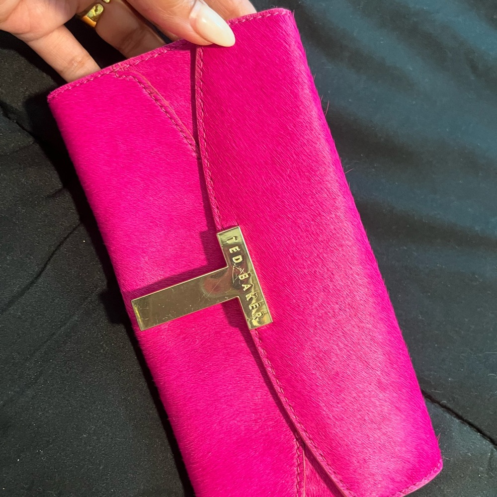 Ted Baker Pink Wallet with Sleek Design and Metallic Clasp